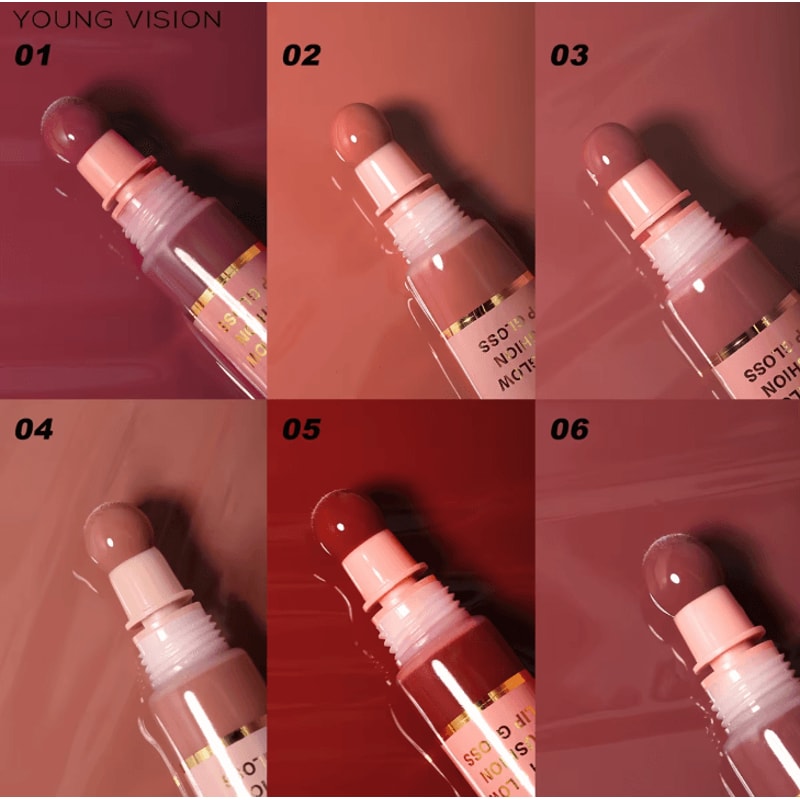 YOUNG VISION Liquid Water Brightening Lip Color Hydrating Plush Brush Squeeze Lip Glaze 4