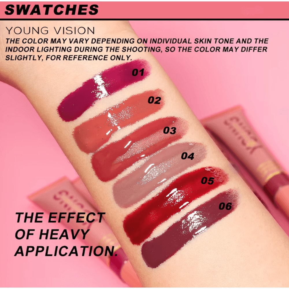 YOUNG VISION Liquid Water Brightening Lip Color Hydrating Plush Brush Squeeze Lip Glaze 5