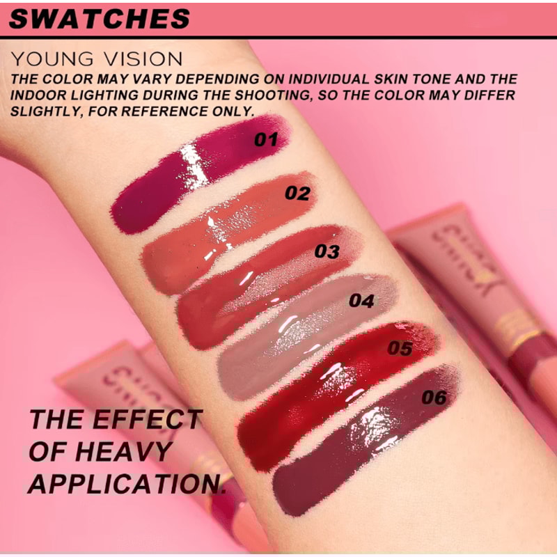 YOUNG VISION Liquid Water Brightening Lip Color Hydrating Plush Brush Squeeze Lip Glaze 5