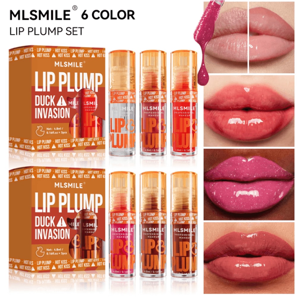 MLSMILE 3pcs Duck Mouth Fruit Fragrance Lip Oil Moisturizing Mirror Gloss Lip Gloss Beep Lip Glaze 0