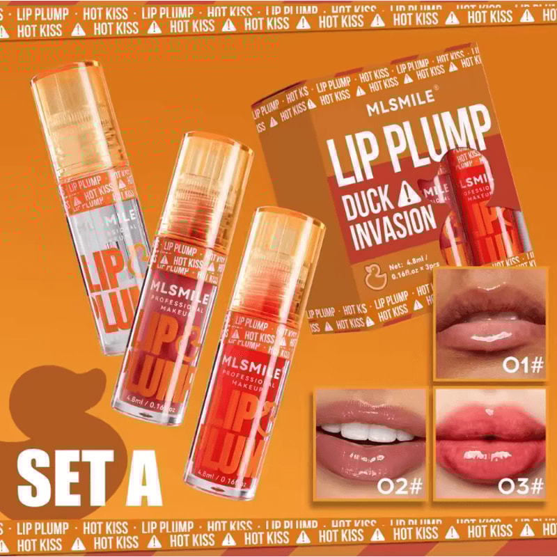 MLSMILE 3pcs Duck Mouth Fruit Fragrance Lip Oil Moisturizing Mirror Gloss Lip Gloss Beep Lip Glaze 4