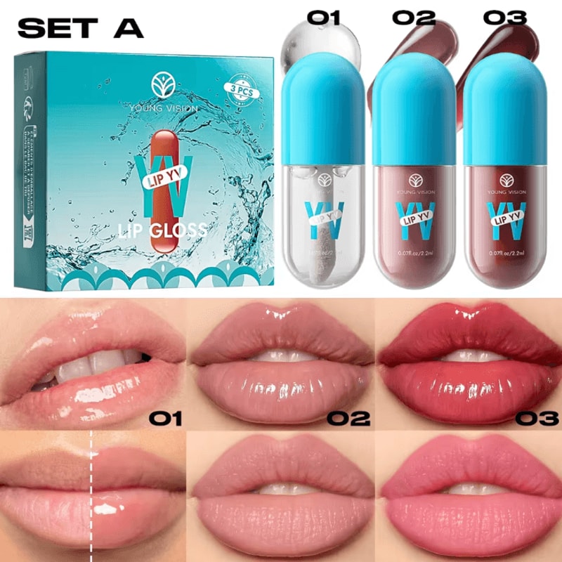 MLSMILE 3pcs Duck Mouth Fruit Fragrance Lip Oil Moisturizing Mirror Gloss Lip Gloss Beep Lip Glaze 5