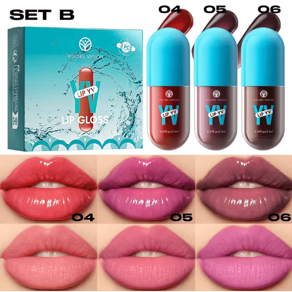 MLSMILE 3pcs Duck Mouth Fruit Fragrance Lip Oil Moisturizing Mirror Gloss Lip Gloss Beep Lip Glaze 6