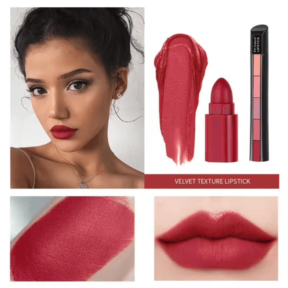 Fit Colors 5Color Velvet Matte Lipstick Combo LongLasting NonStick Lip Gloss Set 1