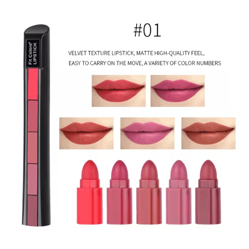 Fit Colors 5Color Velvet Matte Lipstick Combo LongLasting NonStick Lip Gloss Set 5