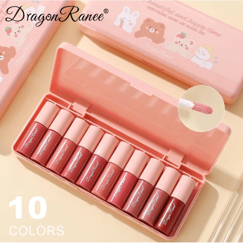 Dragon Ranee 10Color Cartoon Lip Glaze Set Waterproof Mirror Lip Gloss Collection 0