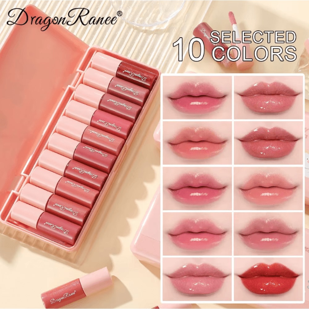 Dragon Ranee 10Color Cartoon Lip Glaze Set Waterproof Mirror Lip Gloss Collection 1