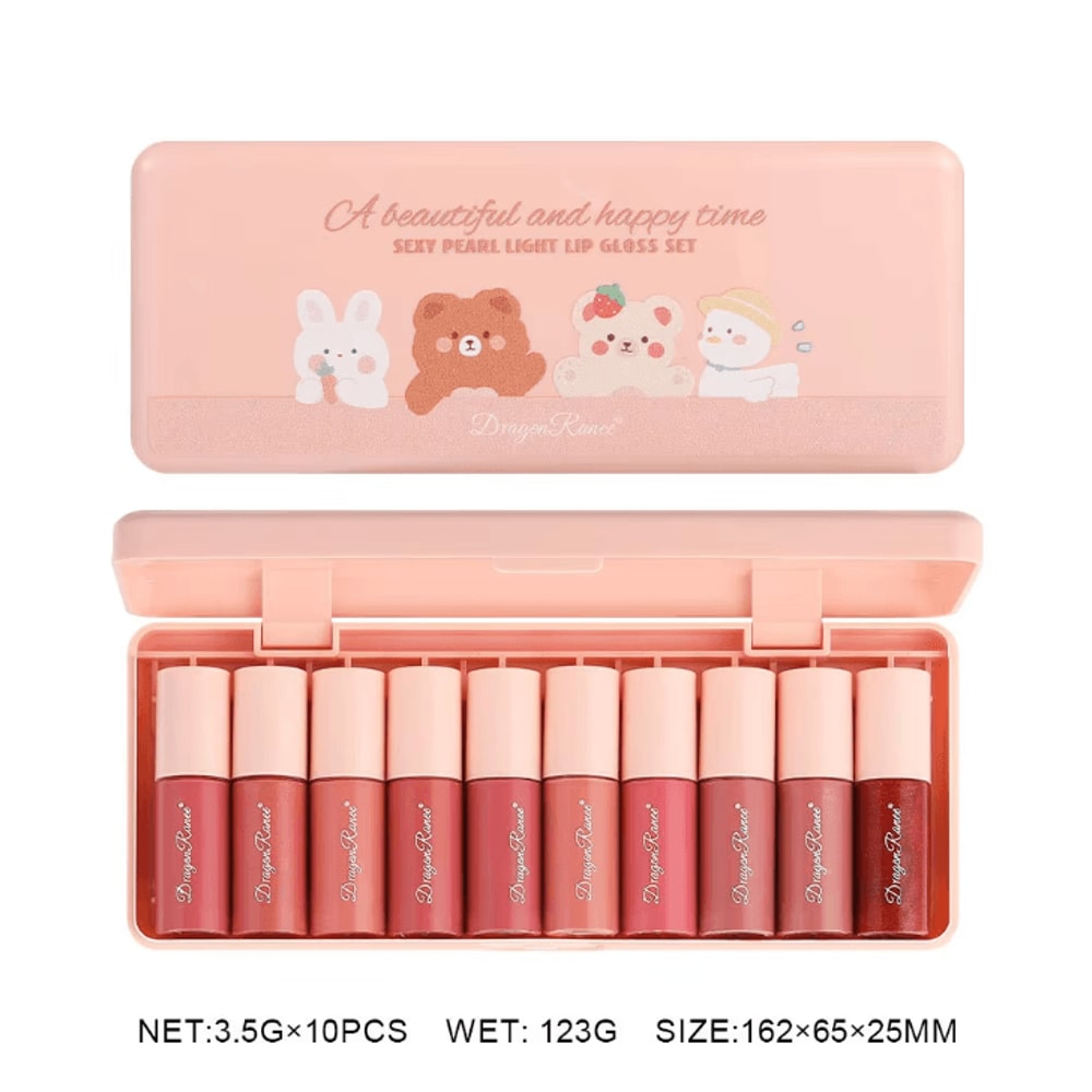 Dragon Ranee 10Color Cartoon Lip Glaze Set Waterproof Mirror Lip Gloss Collection 4