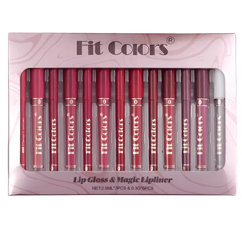 Fit Colors 13Piece Lip Liner Gloss Set Waterproof Matte LongLasting Lip Makeup Kit 4