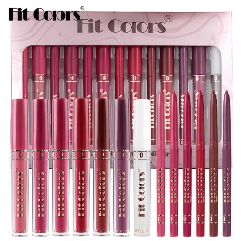 Fit Colors 13Piece Lip Liner Gloss Set Waterproof Matte LongLasting Lip Makeup Kit 5