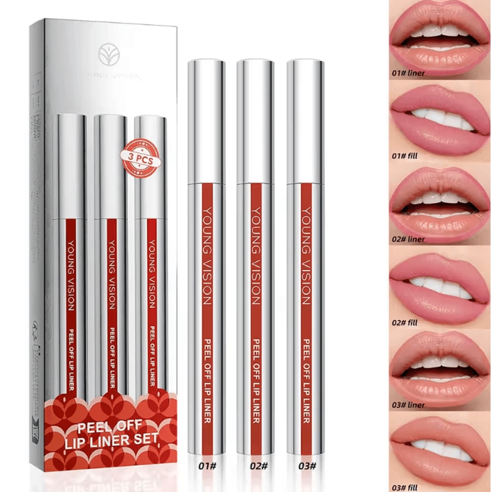 YOUNG VISION TearOff Lip Liner Stain Matte SmudgeFree Waterproof Lip Contour Pencil 3 Colors 7