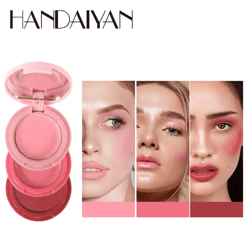 handaiyan 3-color matte blush & lip mud palette – velvet mousse multi-use face color