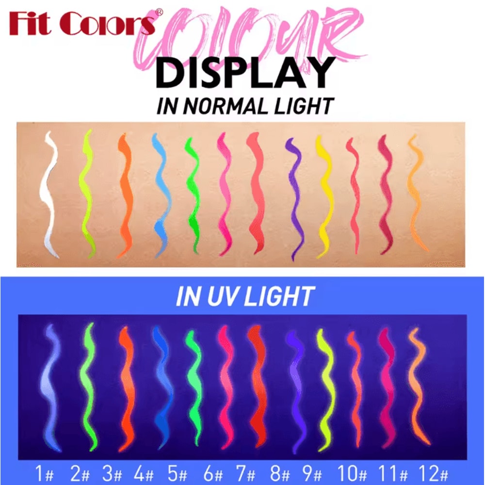 12 Colors UV Fluorescent Waterproof Eyeliner Face And Body Paint Pen Set 3