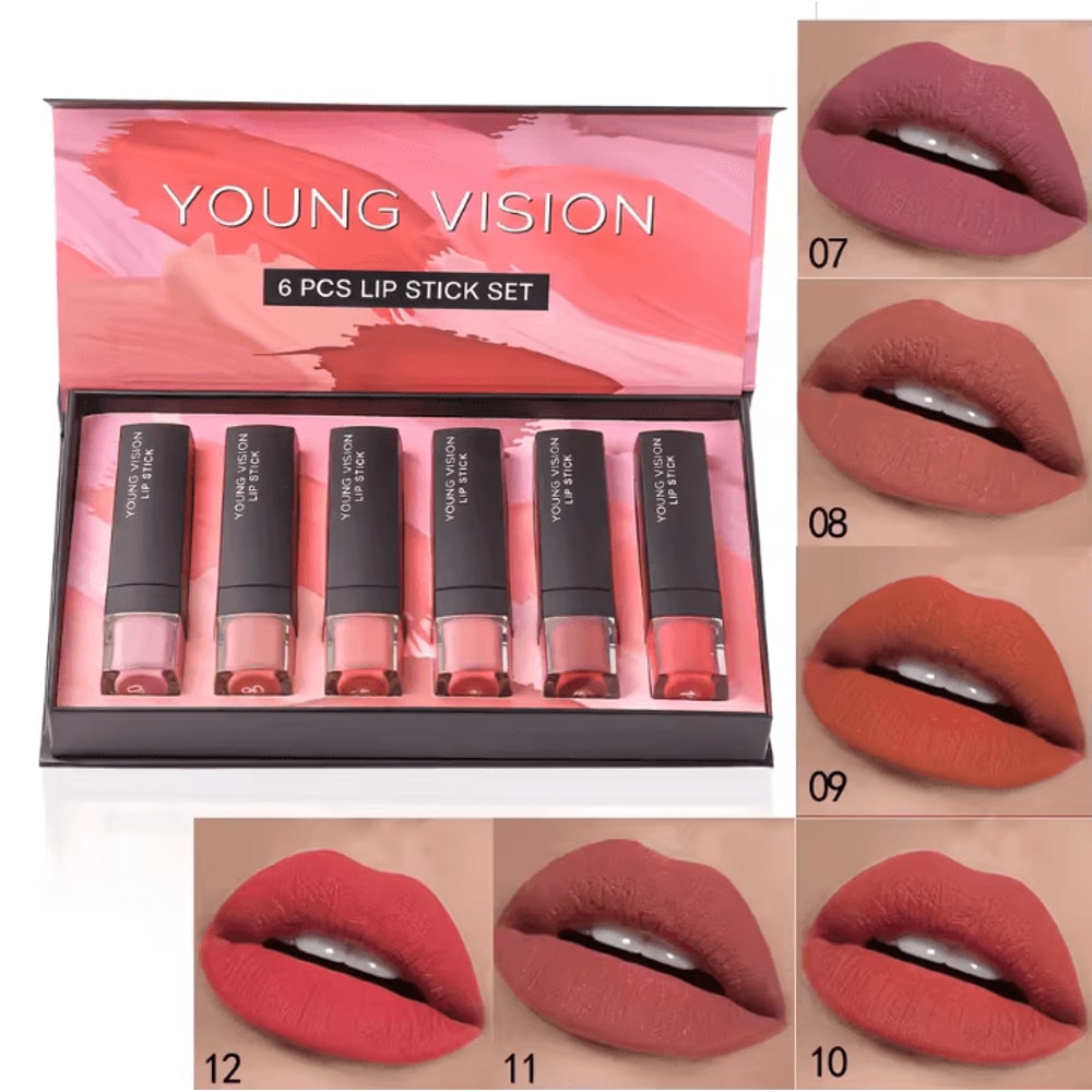 Langmanni 6Color Velvet Matte Lipstick Set Waterproof LongLasting Gift Box Lip Collection 5