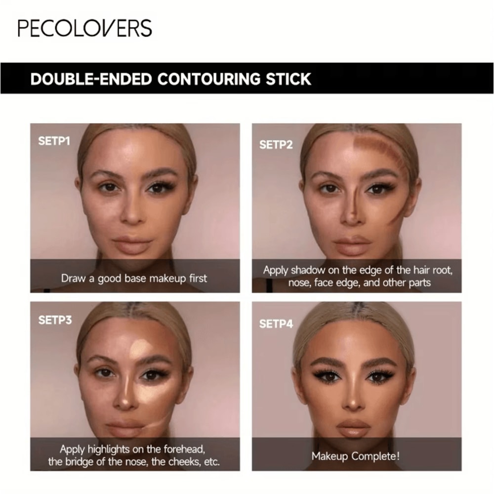 DualEnded Highlight Contour Pen Waterproof Concealer Contour Stick For Sculpted Face Makeup 3