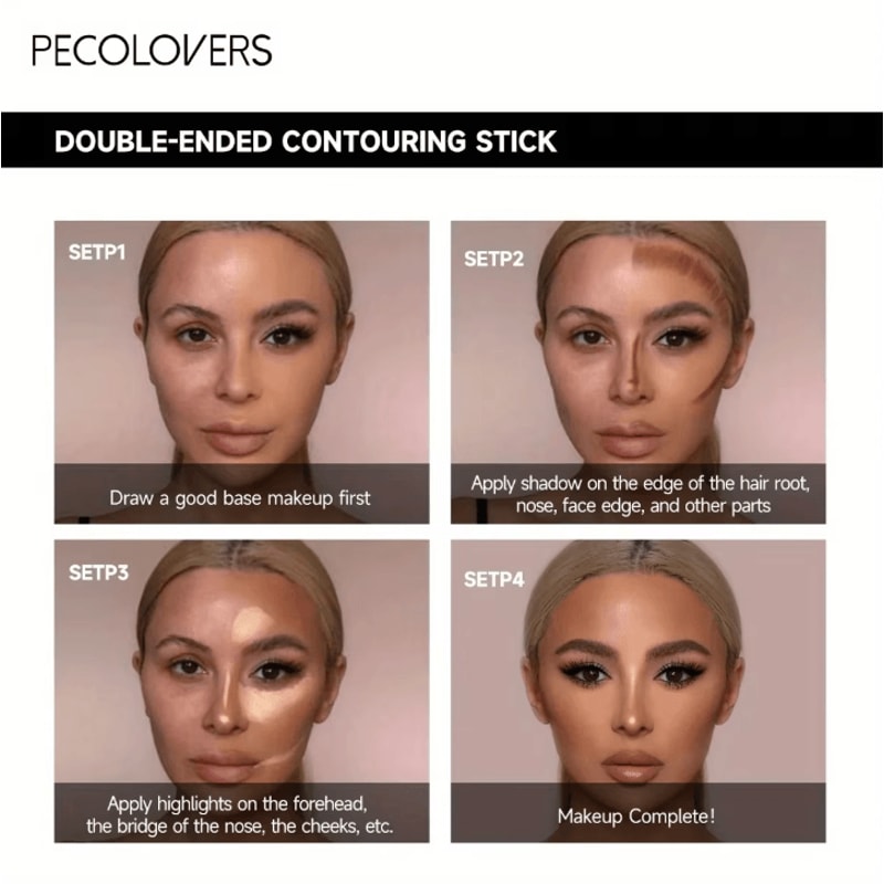 DualEnded Highlight Contour Pen Waterproof Concealer Contour Stick For Sculpted Face Makeup 3