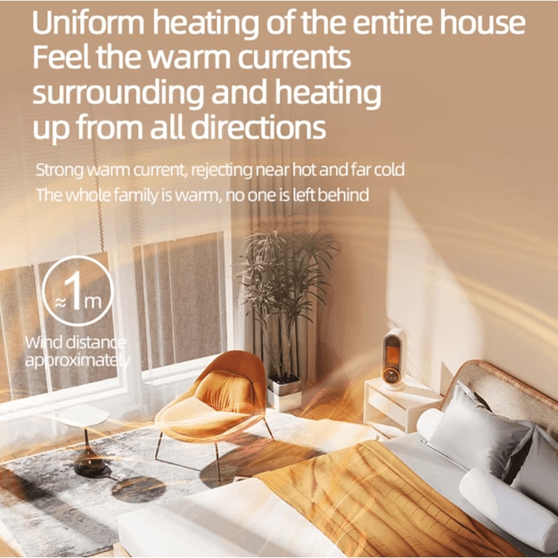 1200W Portable Desktop Fan Heater Fast Heating Compact Electric Room Heater For Home Office 2