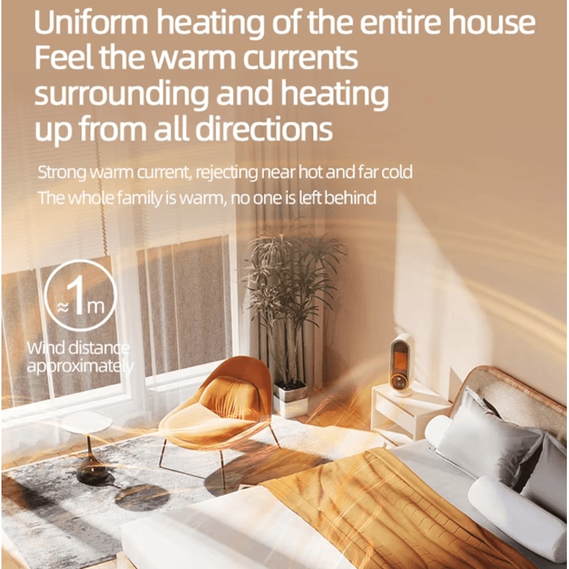 1200W Portable Desktop Fan Heater Fast Heating Compact Electric Room Heater For Home Office 3