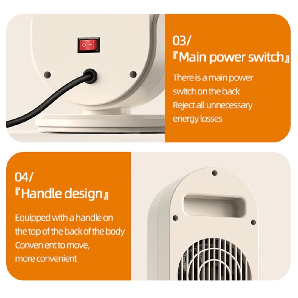 1200W Portable Desktop Fan Heater Fast Heating Compact Electric Room Heater For Home Office 5