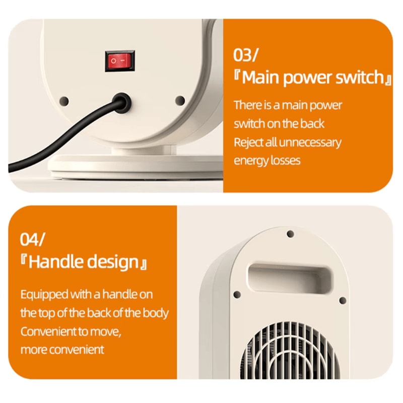 1200W Portable Desktop Fan Heater Fast Heating Compact Electric Room Heater For Home Office 5