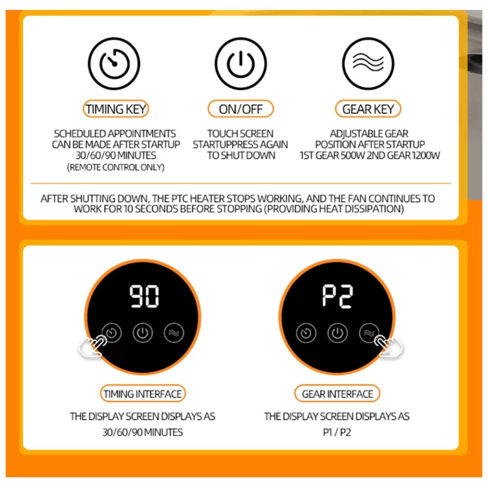 1200W Portable Desktop Fan Heater Fast Heating Compact Electric Room Heater For Home Office 6