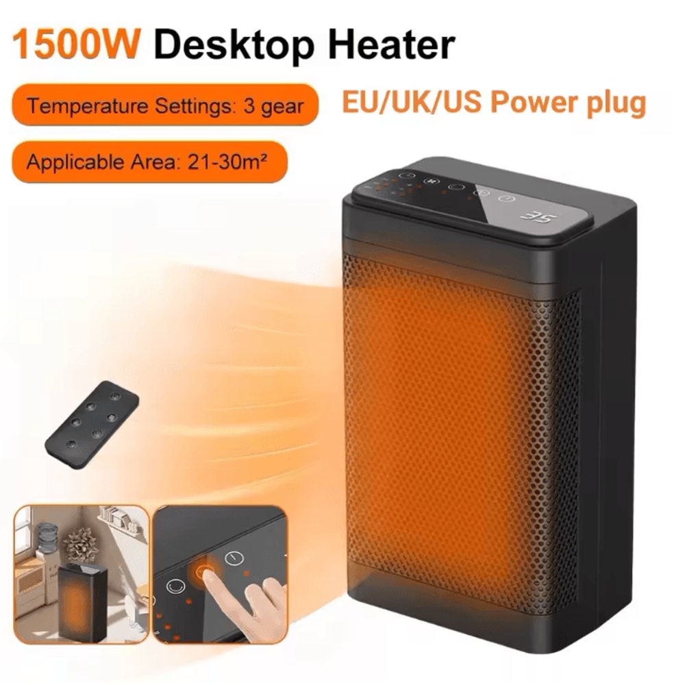 Portable PTC Ceramic Fan Heater With Remote Oscillating Desktop Space Heater For Home Office 0
