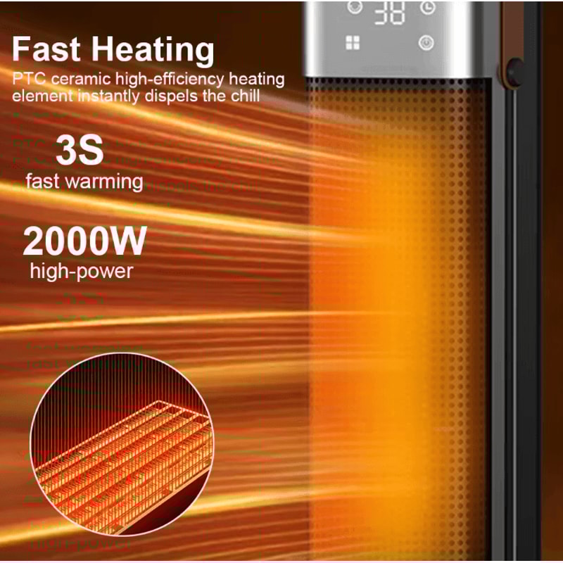 2000W Intelligent Digital Space Heater EU Plug Portable PTC Fan Heater With Remote Control Timer 1