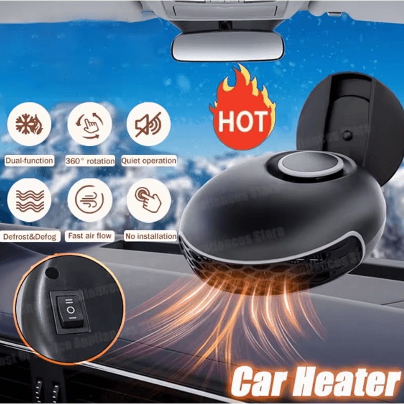 150W Portable 12V Car Heater Fan Mini Windshield Defroster Defogger For Vehicle 0