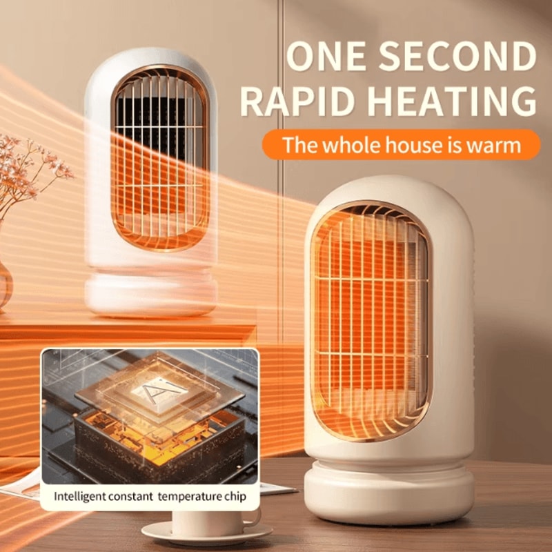 Compact PTC Ceramic Electric Heater Portable Fast Heating Desktop Space Heater With Safety Protect 2