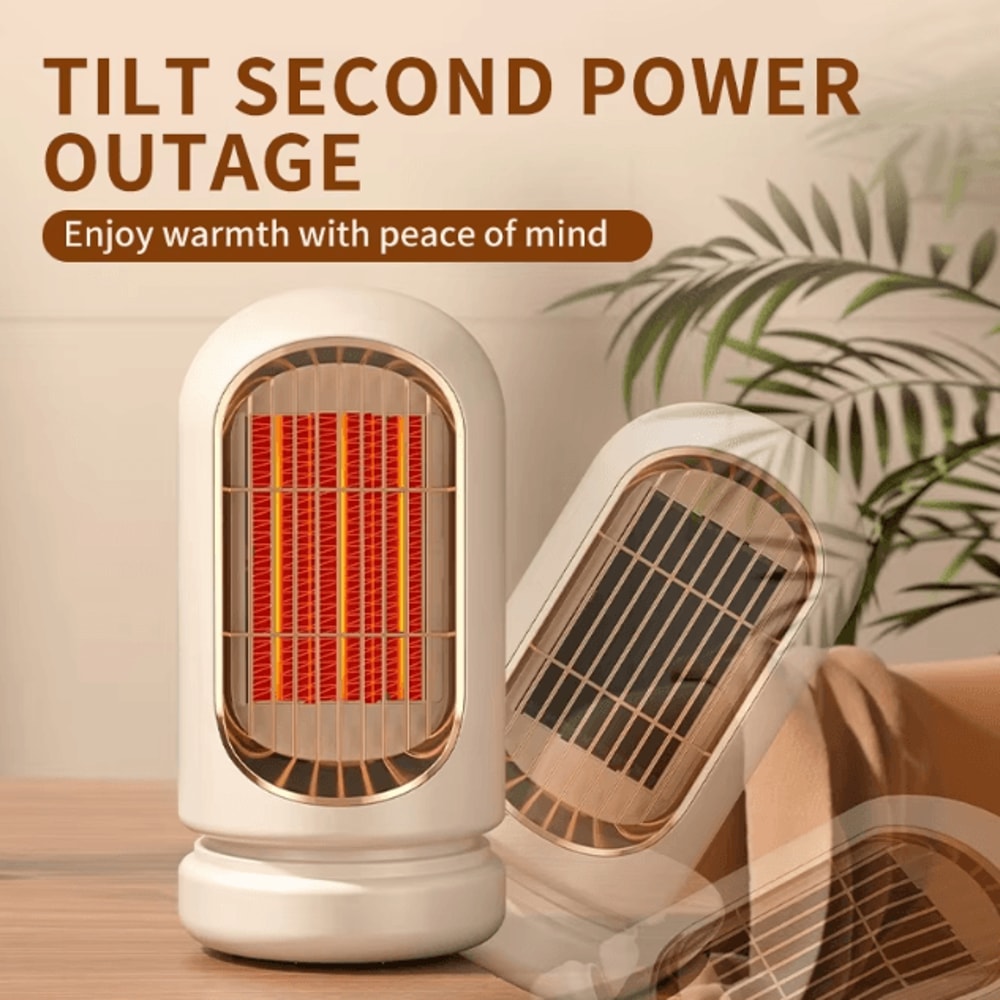 Compact PTC Ceramic Electric Heater Portable Fast Heating Desktop Space Heater With Safety Protect 3