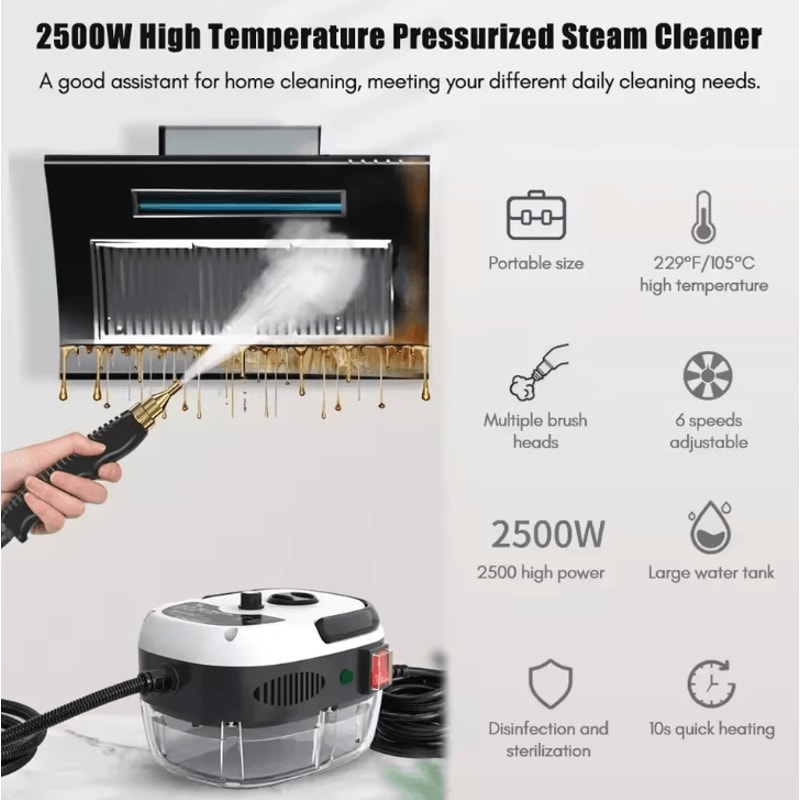 2500W Portable High Pressure Steam Cleaner Multipurpose Handheld Steam Cleaning Machine For Home Ca 1