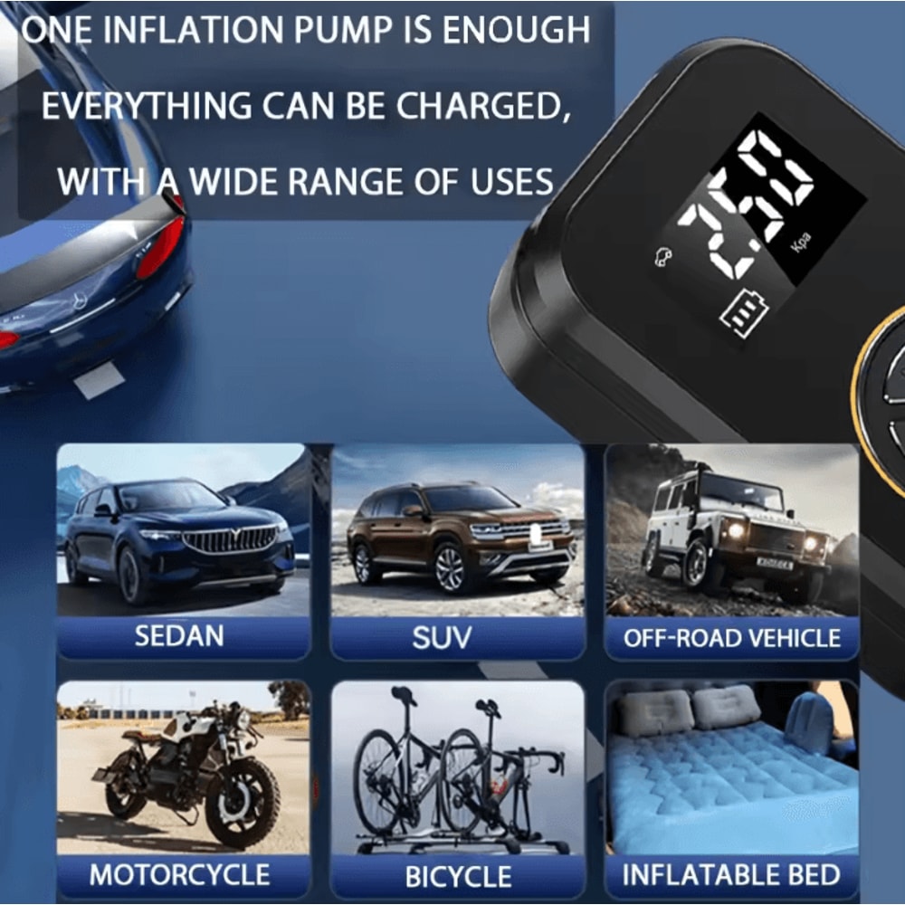 BELIBUY Portable Tire Inflator Digital Cordless Air Pump For Car Bike Motorcycle 2