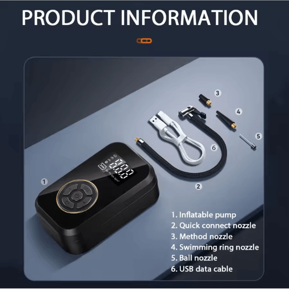 BELIBUY Portable Tire Inflator Digital Cordless Air Pump For Car Bike Motorcycle 3