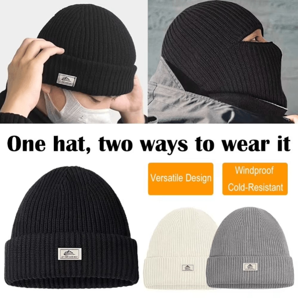 ThermaFlex 2in1 Winter Balaclava Hat Knit Beanie Mask With Thermal Windproof Protection 2