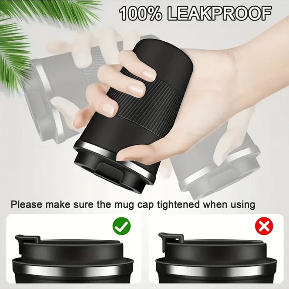 ThermoDrive Stainless Steel Travel Mug Leakproof Insulated Coffee Cup For Car Travel 380510ML 2