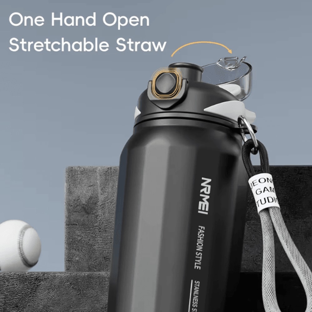 HydroCarry OneButton Thermos Bottle Large Capacity Stainless Steel Vacuum Flask With Rope 1