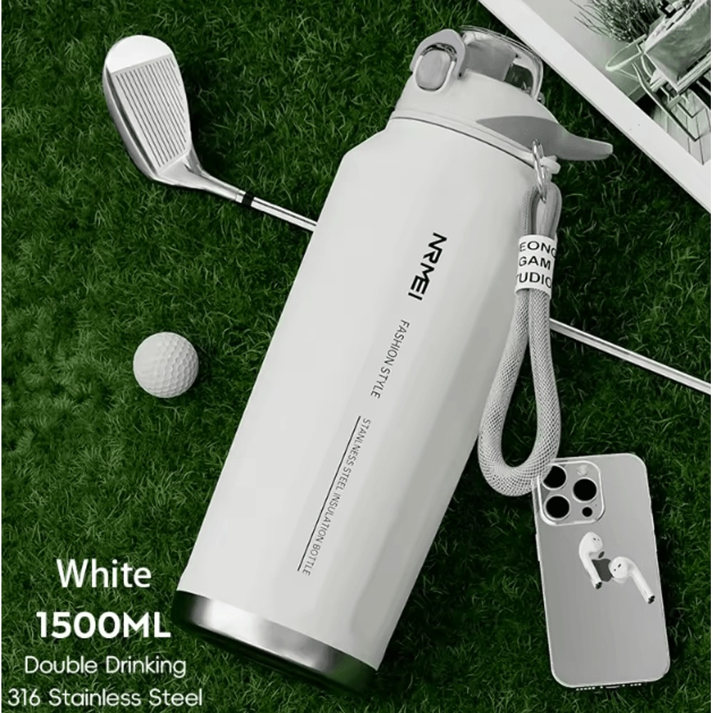 HydroCarry OneButton Thermos Bottle Large Capacity Stainless Steel Vacuum Flask With Rope 10