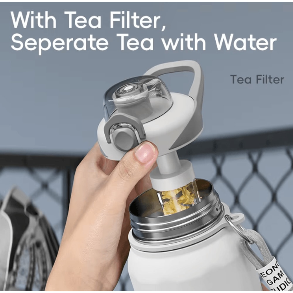 HydroCarry OneButton Thermos Bottle Large Capacity Stainless Steel Vacuum Flask With Rope 2