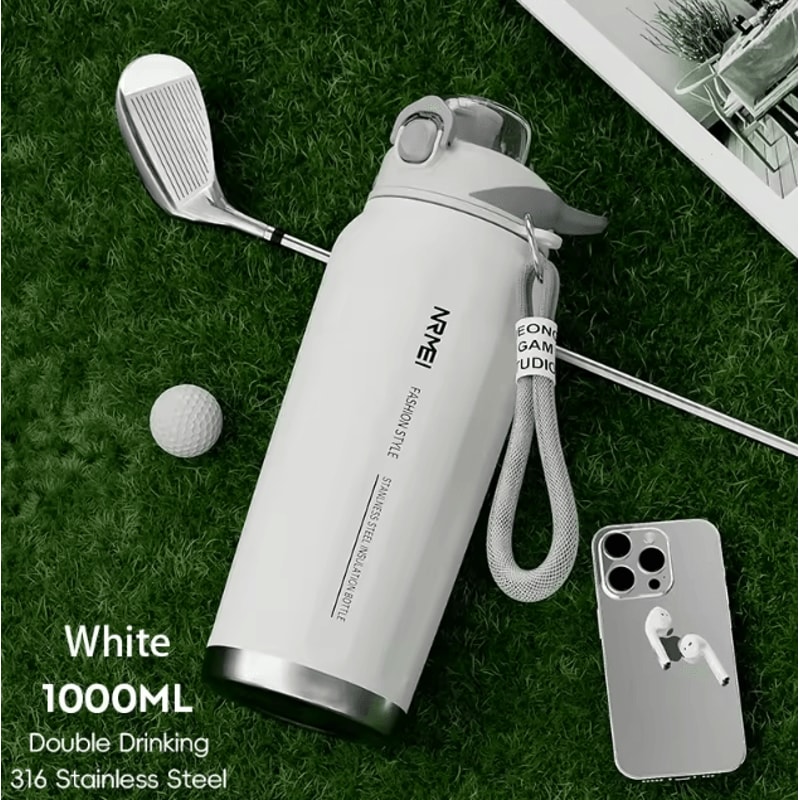 HydroCarry OneButton Thermos Bottle Large Capacity Stainless Steel Vacuum Flask With Rope 8