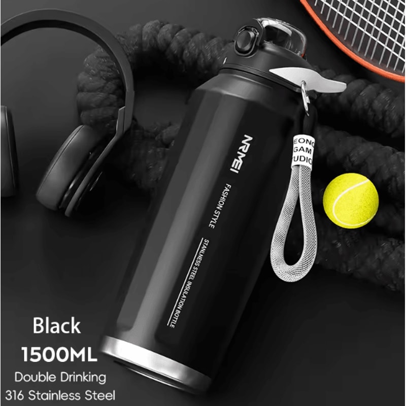 HydroCarry OneButton Thermos Bottle Large Capacity Stainless Steel Vacuum Flask With Rope 9