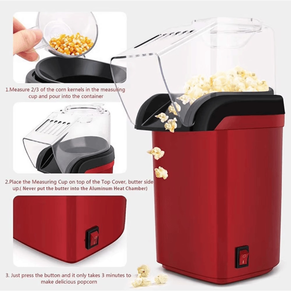 HOMEFISH Mini Electric Popcorn Machine Hot Air OilFree Popcorn Maker For Home Kitchen 3