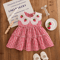 Korean Style Strawberry Embroidered Toddler Dress Red Check Sleeveless Baby Girl Dress For Cute Su 2