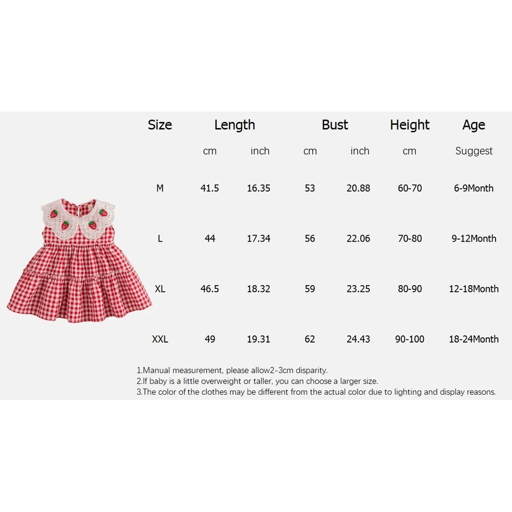 Korean Style Strawberry Embroidered Toddler Dress Red Check Sleeveless Baby Girl Dress For Cute Su 6