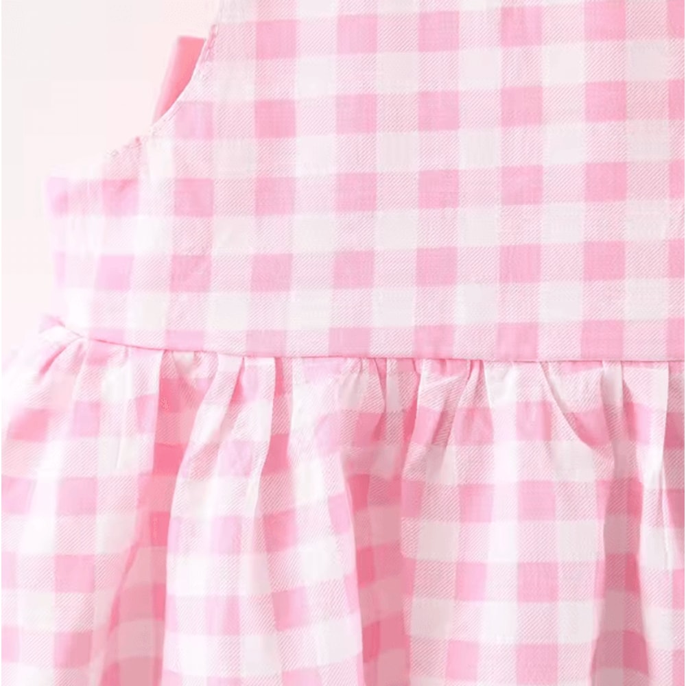 Plaid Bow Baby Girl Summer Dress Set With Matching Sun Hat Cute Toddler Beach Dress Outfit 2Piece 4