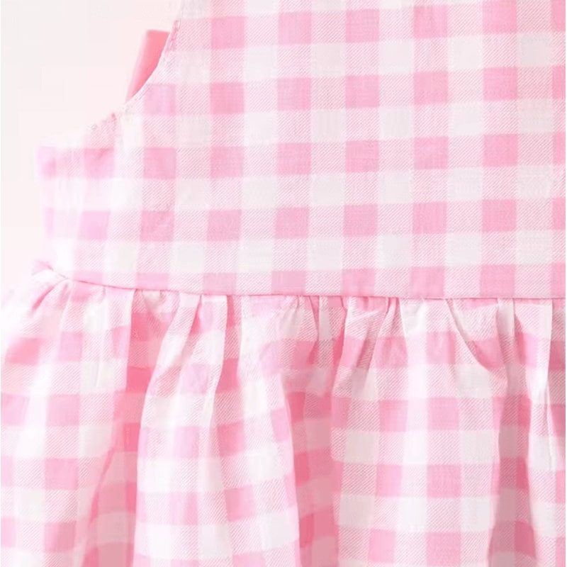 Plaid Bow Baby Girl Summer Dress Set With Matching Sun Hat Cute Toddler Beach Dress Outfit 2Piece 4