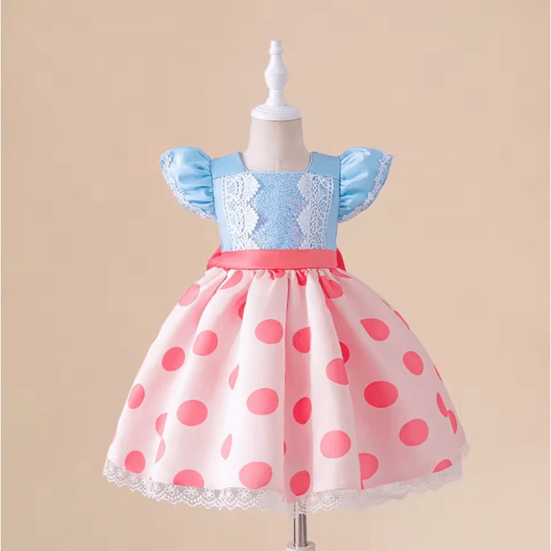 Polka Dot Baby Girl Princess Dress Fluffy Tutu Toddler Birthday Party Dress For Baptism First Birt 2