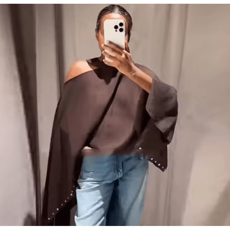 Rivet Scarf Womens Cropped Cloak Jacket Lightweight Summer Cape Poncho For Casual Holiday Style 2