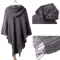 Bohemian Tassel Fringe Poncho Oblique Stripe Womens Cape Shawl Wrap With Stylish Boho Tassels 0