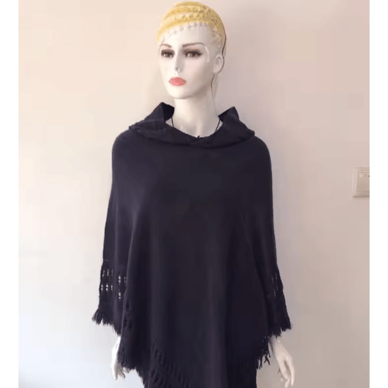 Bohemian Tassel Fringe Poncho Oblique Stripe Womens Cape Shawl Wrap With Stylish Boho Tassels 9