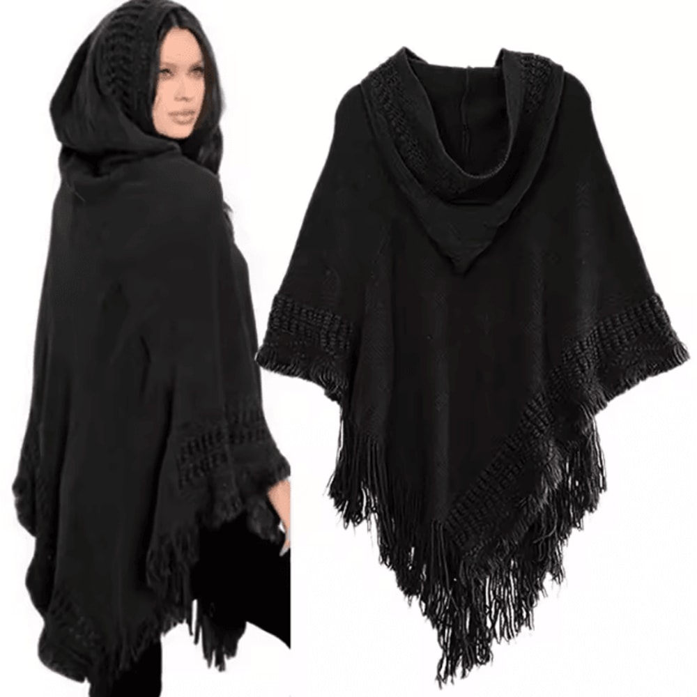 Bohemian Tassel Fringe Poncho Oblique Stripe Womens Cape Shawl Wrap With Stylish Boho Tassels 1